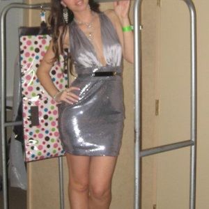 BeBe silver sequin dress